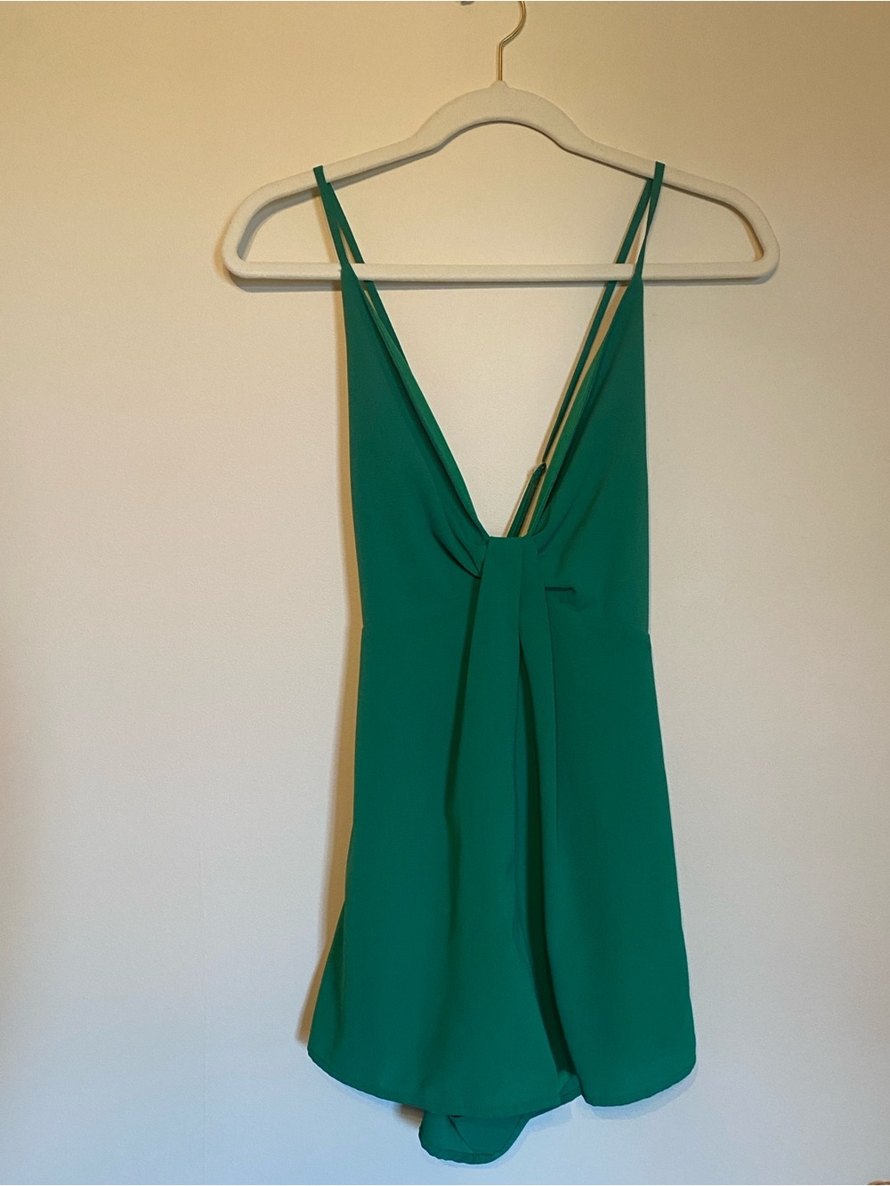 Green V-Neck Spaghetti Strap Romper